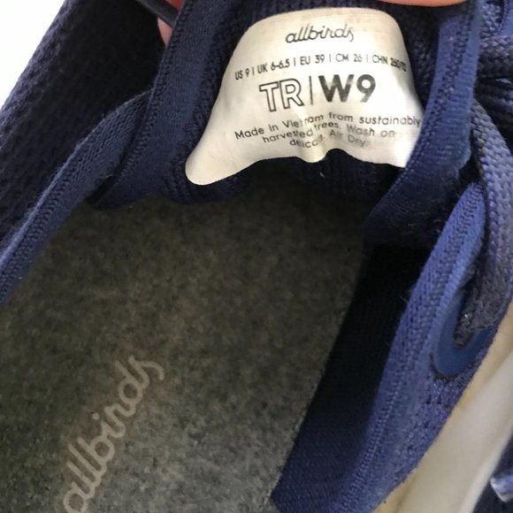 Allbirds Tree Runner Sz 9 Eco Friendly Wool Shoes Navy Blue and White - Picture 8 of 11